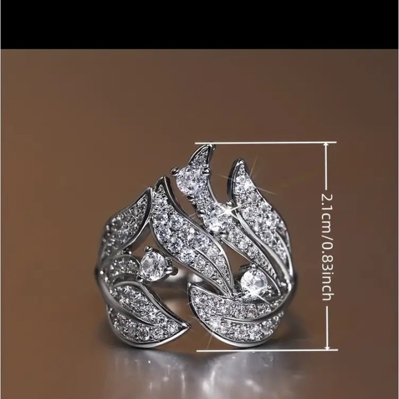 925 Silver Plated Micro Pave Zircon Flower Leaf - Picture 3 of 4